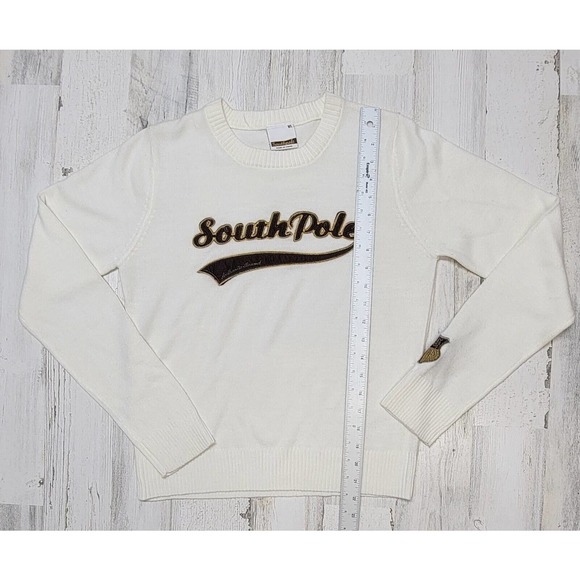 Southpole Sweater Women Extra Large Cream Y2K Style Retro - Picture 8 of 11